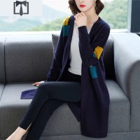 SUNTEK2021新款针织开衫女春秋宽松外穿毛线衣洋气中长款加厚毛衣外套冬毛衣