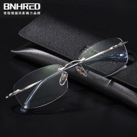 百年红 郭冬临代言智能变焦防蓝光老花镜男女通用远近两用超轻无框老花眼镜 8348 礼盒包装 200度(55-60岁)