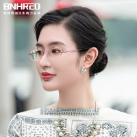 百年红 郭冬临代言 防蓝光老花镜女款 时尚合金半框老花眼镜 2468 粉色 礼盒包装 400度(75岁以上)