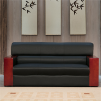 畅天行办公沙发木扶手皮沙发三人位CTX-SF02