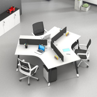 创意办公桌三人位异形员工位