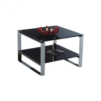 家用办公玻璃方茶几双层