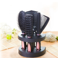 虾红五件套(送小礼物) (可邮政)梳子家用卷梳气囊按摩梳专业造型梳子套装滚梳防静电