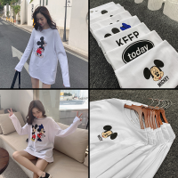 实拍 2020春季新款卡通宽松ins长袖t恤女米奇纯棉印花上衣女F3217