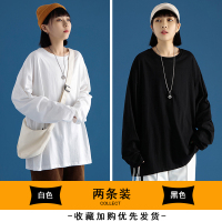 纯棉早秋白色长袖T恤女ins潮2020新款韩版宽松纯棉上衣春秋百搭打底衫