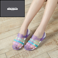 帝舒莱2019新款女凉鞋夏包头平底洞洞鞋海边塑料学生韩版可爱百搭果冻鞋