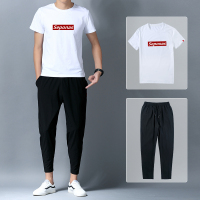 奥朗奴(AOLANGNU)夏季短袖t恤男士套装2020新款九分裤短袖两件套潮流休闲套装男装一套搭配帅气情侣套装