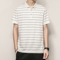 2020新款翻领短袖t恤男时尚条纹polo衫休闲棉质t恤衫男装