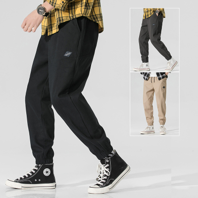 奥朗奴(AOLANGNU)工装休闲裤男2020新款纯色束脚修身宽松运动裤