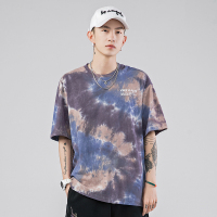 奥朗奴(AOLANGNU)扎染短袖2020夏新品圆领宽松印花国潮牌情侣半袖体恤衫男装