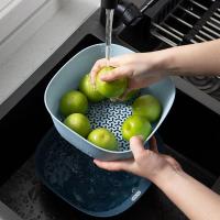 净也双层洗菜盆沥水篮塑料圆大号家用厨房洗水果淘米篮水果盆盘收纳篮