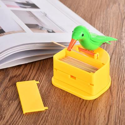 净也牙签盒创意小鸟啄食按压式智能牙签筒创意自动弹出可爱小鸟牙签罐