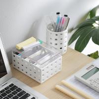 净也like-it日本进口办公室桌面名片收纳盒名片架大容量卡片座分隔盒