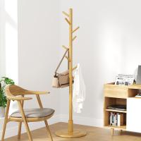 净也家用衣帽架实木衣架落地卧室简易挂衣架办公室客厅晾衣架衣服架子