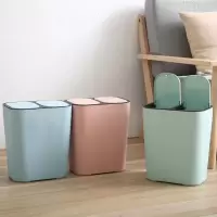 净也分类垃圾桶带盖家用客厅创意厨房干湿分类垃圾筒厕所塑料纸篓大号