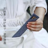 净也霜山手工折扇女式随身竹扇亚麻布折叠扇汉服古风中国风男扇子夏季