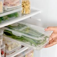 净也3个装 带扣厨房分类沥水保鲜盒塑料冰箱冷藏冷冻储藏盒食物收纳盒