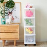 净也日式收纳柜可叠加抽屉式多层带滑轮窄缝玩具储物透明塑料收纳箱