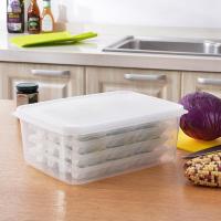 净也速冻饺子盒冰箱保鲜收纳盒四层分格饺子托盘保鲜盒微波解冻盒