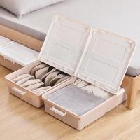 净也塑料滑轮有盖大号床底收纳箱床下装衣服被子整理箱玩具衣物储物箱