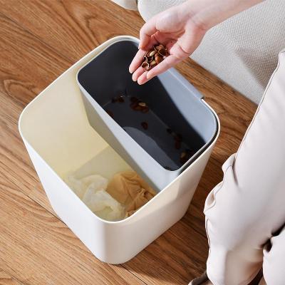净也日式分类垃圾桶家用厨房简约干湿分离款厨房垃圾桶家庭两用分格