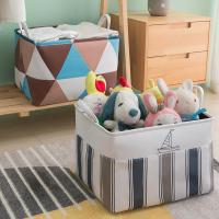 净也棉麻零食收纳筐桌面收纳篮子储物置物篮杂物盒布艺折叠收纳框JO型