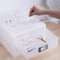 净也Like-it日本进口浅型分隔收纳盒耳环手链透明桌面整理盒塑料托盘
