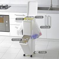 净也TONBO新辉合成日本进口双层可移动垃圾桶厨房窄型垃圾分类收纳筒