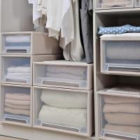 净也收纳箱抽屉式储物柜家用内衣盒超大号透明加厚塑料衣物服整理箱子