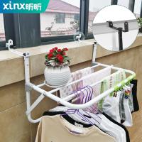 净也多功能不锈钢晾衣架阳台晾衣神器 窗外晒被子凉衣折叠伸缩晒鞋架