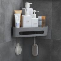 净也免打孔浴室墙角上置物三角架 卫生间壁挂式沥水收纳架吸壁收纳盒