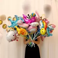 净也迷你气球手持棒地推卡通铝膜气球装饰儿童玩具生日派对布置地推