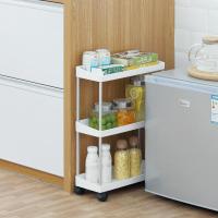 净也夹缝收纳柜置物架厨房卫生间浴室窄边柜带脚轮移动手推落地置物架