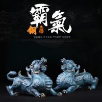 净也吉善缘 《霸王貔貅》纯铜貔貅摆件 一对客厅店铺开业礼品