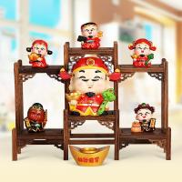 净也吉善缘 Q版财神爷家族 福禄寿喜公仔博古架摆件开业礼品