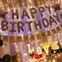 净也生日派对气球装饰求婚表白场景布置love字母灯发光背景房间布置