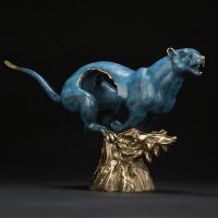 净也[清仓]吉善缘 《飞跃》纯铜豹子摆件 铜金钱豹子客厅装饰品