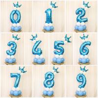 净也生日派对装饰皇冠数字气球立柱满月路引卡通可爱风0-9大号气球