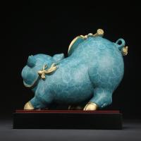 净也吉善缘 《福临》纯铜猪摆件 金猪家居装饰品摆设工艺品