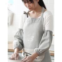 净也围裙日式时尚布艺厨房背带防水防油棉麻清新做饭成人罩衣套袖套装