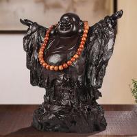 净也吉善缘 《八方来财》木弥勒佛摆件刻工艺品佛像黑檀木佛