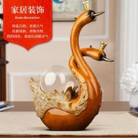 净也吉善缘 《并蒂》铜天鹅客厅摆件 电视酒柜玄关装饰品结婚