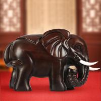 净也吉善缘 黑檀木大象摆件一对 家居客厅玄关装饰品实木工艺品