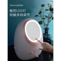 净也网红化妆品收纳盒带镜子梳妆台置物架桌面护肤品防尘口红整理家用