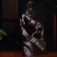 净也吉善缘 黑檀木马到成功摆件 实木马家居办公室工艺礼品