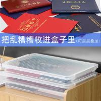 净也收纳盒大号家用塑料透明多层文件防尘办公桌面文具整理储物盒