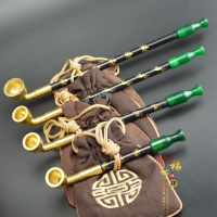 老式烟斗 传统烟袋锅旱烟袋 手工旱烟杆 黄铜烟锅子玛瑙烟嘴小巧