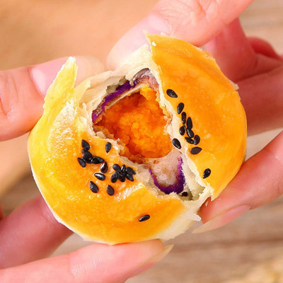 紫薯蛋黄酥传统手工糕点馅饼 多规格可选 紫薯 蛋黄酥 20枚家庭装[约1100克]
