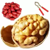 [买二斤送一斤]薄皮核桃纸皮核桃5斤坚果办公零食批发一斤 精选核桃(六斤装)送夹子+半斤红枣