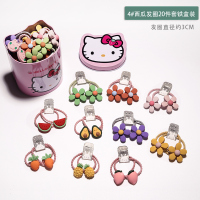 儿童发饰韩版头饰可爱头绳皮筋宝宝配饰扎头发发圈头花女童橡皮筋 4#西瓜发圈20件套铁盒装